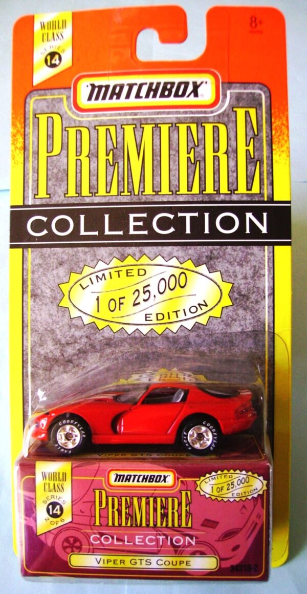 Viper GTS Coupe “Red w/White Stripes– 1 of 25,000”! (Matchbox “Premiere World Class” Limited Edition Collection Series-14) “Rare-Vintage” (1998) 