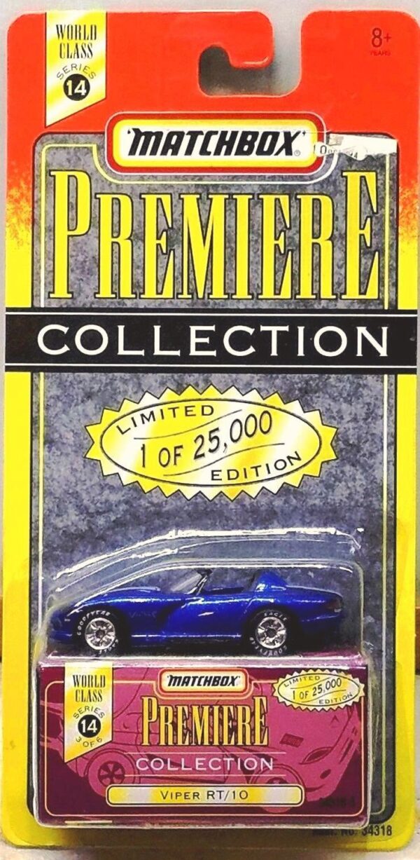 Viper RT/10 “Blue w/White Stripes– 1 of 25,000”! (Matchbox “Premiere World Class” Limited Edition Collection Series-14) “Rare-Vintage” (1998) 