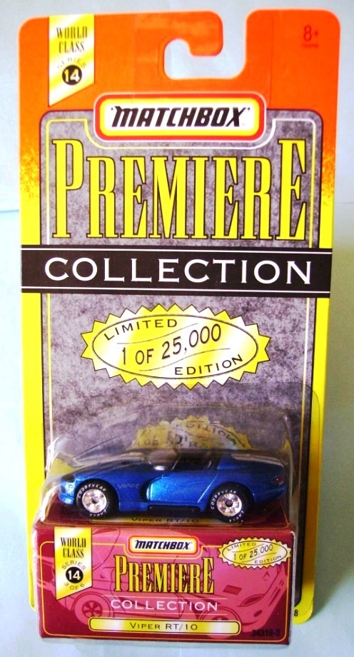 Viper RT/10 “Blue w/White Stripes– 1 of 25,000”! (Matchbox “Premiere World Class” Limited Edition Collection Series-14) “Rare-Vintage” (1998) 