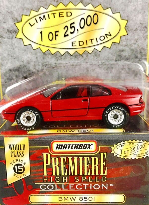 BMW 850i “Red – 1 of 25,000”! (Matchbox “Premiere World Class High Speed” Limited Edition Collection Series-15) “Rare-Vintage” (1998) 