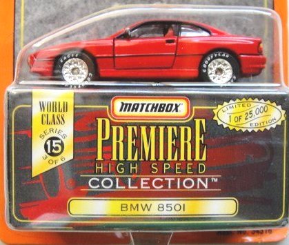 BMW 850i “Red – 1 of 25,000”! (Matchbox “Premiere World Class High Speed” Limited Edition Collection Series-15) “Rare-Vintage” (1998) 