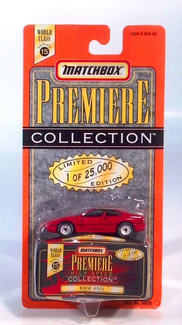 BMW 850i “Red – 1 of 25,000”! (Matchbox “Premiere World Class High Speed” Limited Edition Collection Series-15) “Rare-Vintage” (1998) 