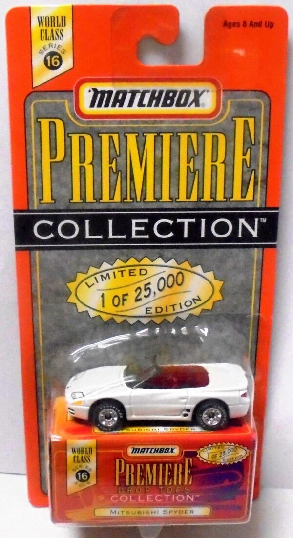 Mitsubishi Spyder “Pearl White – 1 of 25,000”! (Matchbox “Premiere World Class Drop Tops” Limited Edition Collection Series-16) “Rare-Vintage” (1998) 