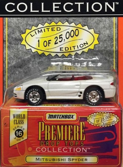 Mitsubishi Spyder “Pearl White – 1 of 25,000”! (Matchbox “Premiere World Class Drop Tops” Limited Edition Collection Series-16) “Rare-Vintage” (1998) 
