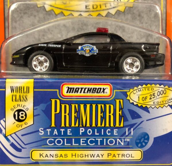 Kansas Highway Patrol “Black – 1 of 25,000”! (Matchbox “Premiere World Class State Police II” Limited Edition Collection Series-18) “Rare-Vintage” (1998)