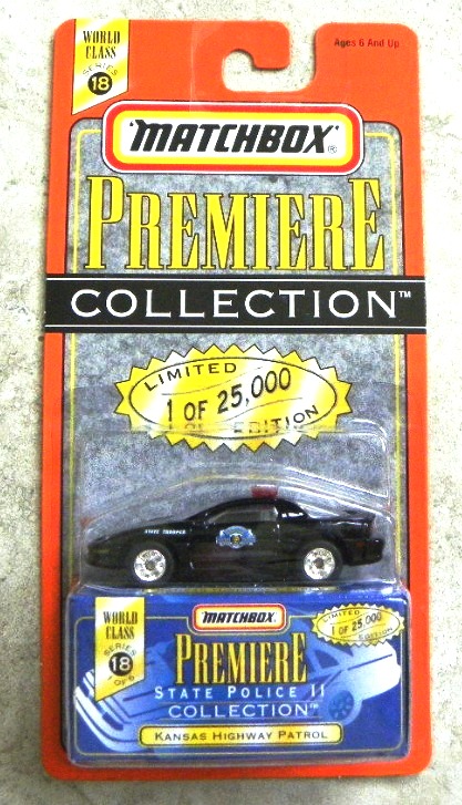 Kansas Highway Patrol “Black – 1 of 25,000”! (Matchbox “Premiere World Class State Police II” Limited Edition Collection Series-18) “Rare-Vintage” (1998)