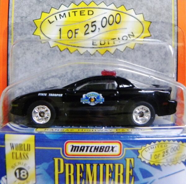 Kansas Highway Patrol “Black – 1 of 25,000”! (Matchbox “Premiere World Class State Police II” Limited Edition Collection Series-18) “Rare-Vintage” (1998)