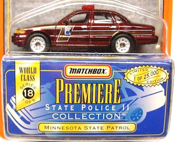 Minnesota State Patrol “Dark Maroon – 1 of 25,000”! (Matchbox “Premiere World Class State Police II” Limited Edition Collection Series-18) “Rare-Vintage” (1998) 
