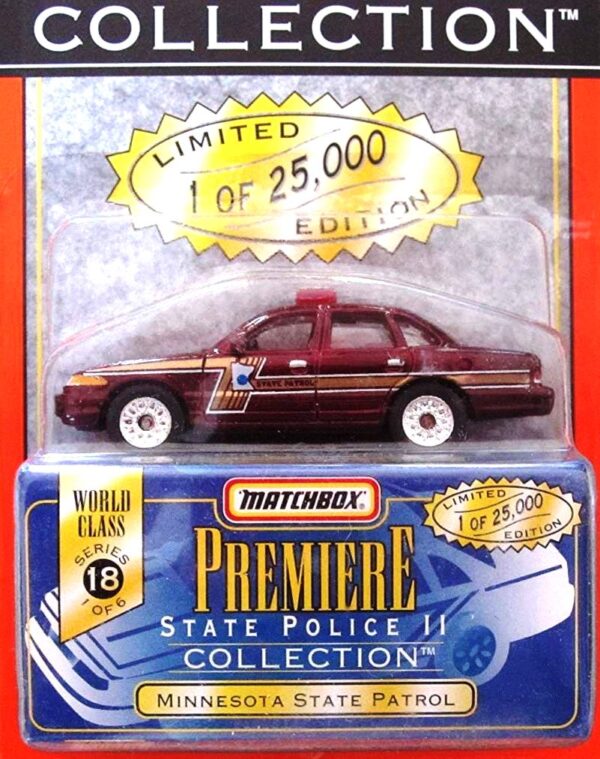 Minnesota State Patrol “Dark Maroon – 1 of 25,000”! (Matchbox “Premiere World Class State Police II” Limited Edition Collection Series-18) “Rare-Vintage” (1998) 