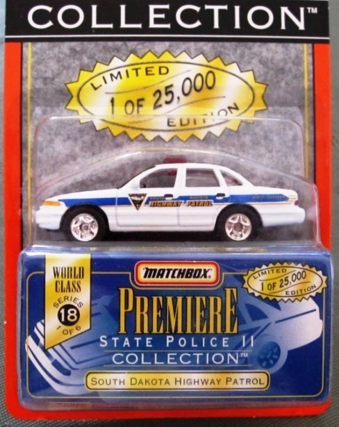 South Dakota Highway Patrol “White – 1 of 25,000”! (Matchbox “Premiere World Class State Police II” Limited Edition Collection Series-18) “Rare-Vintage” (1998)