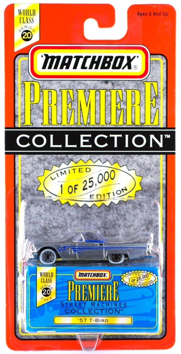 Series-20 1957 T-Bird-1 1957 T-Bird “Silver w/Blue Tampo - 1 of 25,000”! (Matchbox “Premiere World Class Street Machines” Limited Edition Collection Series-20) “Rare-Vintage” (1998)