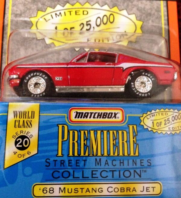 1968 Mustang Cobra Jet “Red - 1 of 25,000”! (Matchbox “Premiere World Class Street Machines” Limited Edition Collection Series-20) “Rare-Vintage” (1998) 
