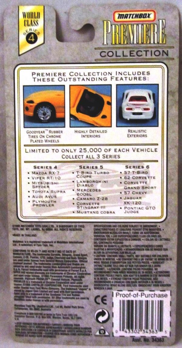 Plymouth Prowler “Silver- 1 of 25,000”! (Matchbox “Premiere World Class” Limited Edition Collection Series-4) “Rare-Vintage” (1996) 