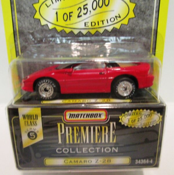 Camaro Z-28 “Red & Black- 1 of 25,000”! (Matchbox “Premiere World Class” Limited Edition Collection Series-5) “Rare-Vintage” (1996) 