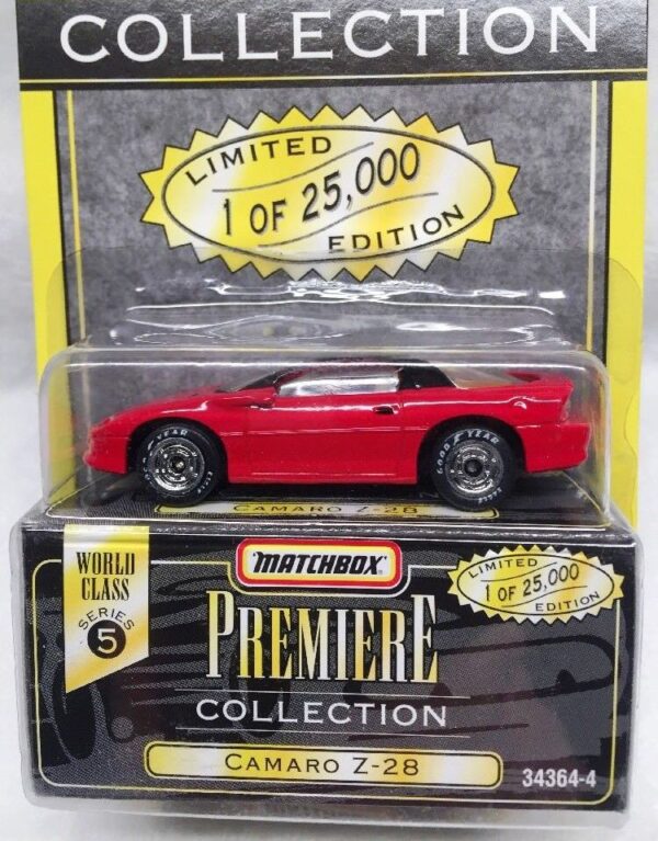 Camaro Z-28 “Red & Black- 1 of 25,000”! (Matchbox “Premiere World Class” Limited Edition Collection Series-5) “Rare-Vintage” (1996) 
