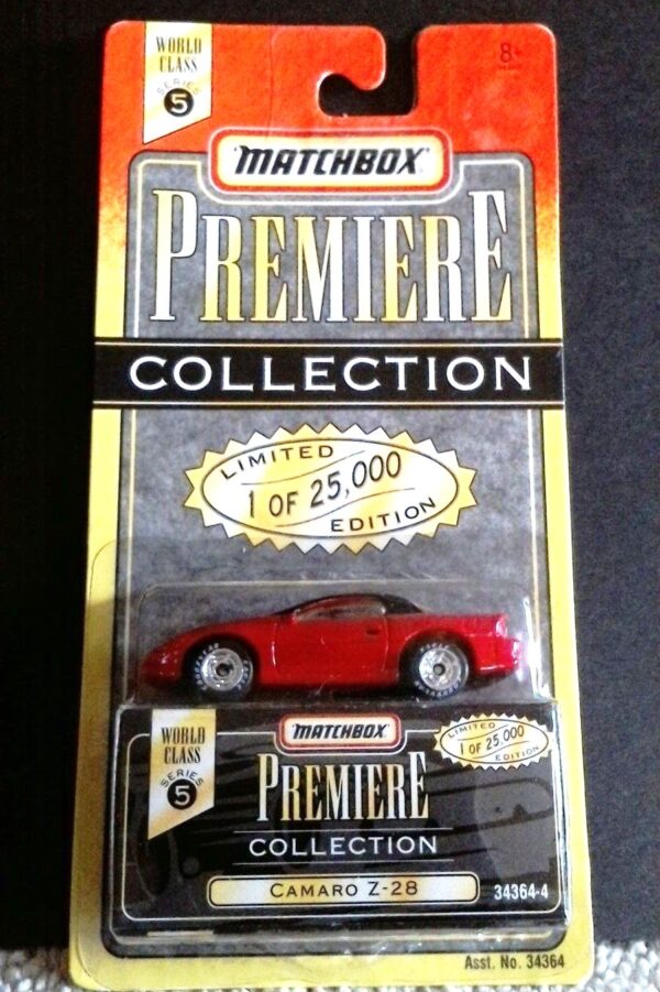 Camaro Z-28 “Red & Black- 1 of 25,000”! (Matchbox “Premiere World Class” Limited Edition Collection Series-5) “Rare-Vintage” (1996) 