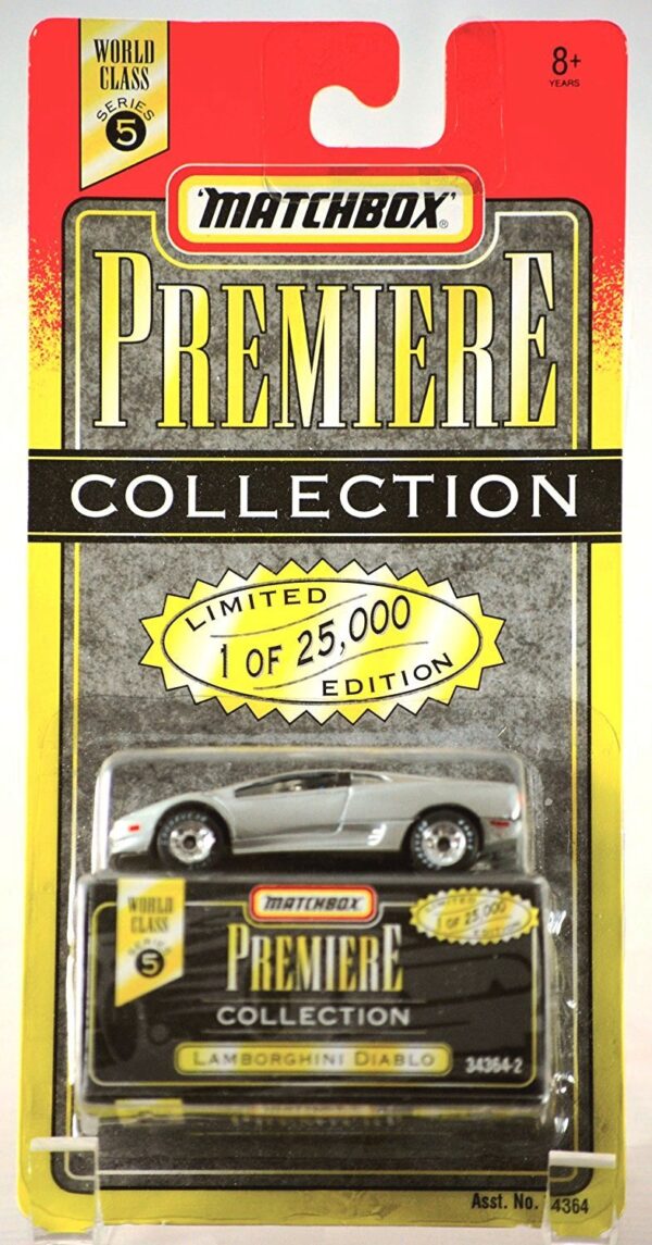 Lamborghini Diablo “Silver- 1 of 25,000”! (Matchbox “Premiere World Class” Limited Edition Collection Series-5) “Rare-Vintage” (1996)