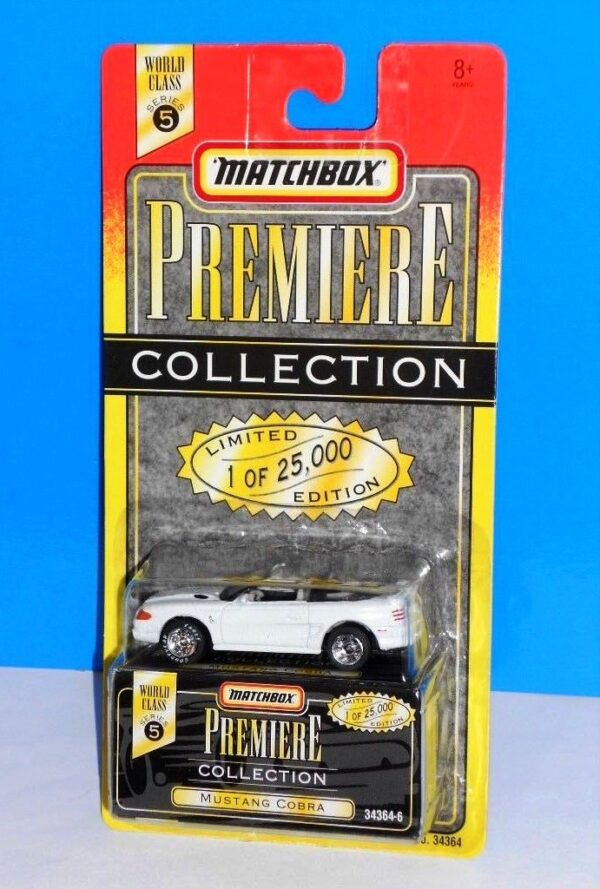 Series-5 Mustang Cobra-0 Mustang Cobra “White- 1 of 25,000”! (Matchbox “Premiere World Class” Limited Edition Collection Series-5) “Rare-Vintage” (1996)