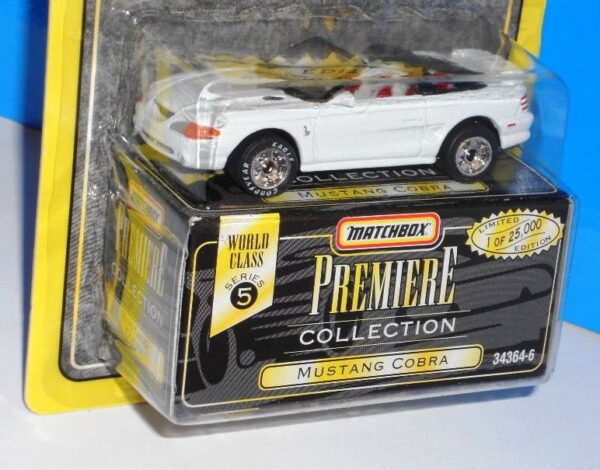 Series-5 Mustang Cobra-01 Mustang Cobra “White- 1 of 25,000”! (Matchbox “Premiere World Class” Limited Edition Collection Series-5) “Rare-Vintage” (1996)