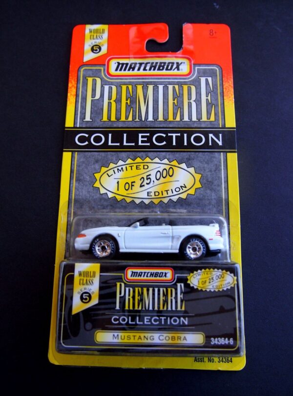 Series-5 Mustang Cobra-01a Mustang Cobra “White- 1 of 25,000”! (Matchbox “Premiere World Class” Limited Edition Collection Series-5) “Rare-Vintage” (1996)