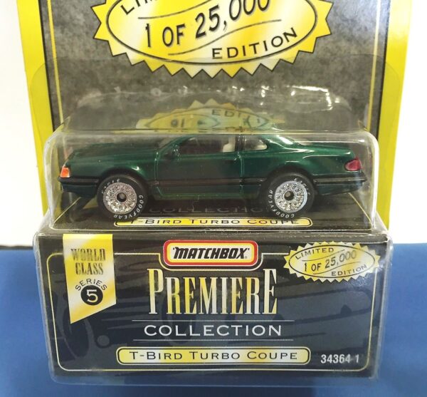 Series-5 T-Bird Turbo Coupe Green-00 T-Bird Tubro Coupe “Green- 1 of 25,000”! (Matchbox “Premiere World Class” Limited Edition Collection Series-5) “Rare-Vintage” (1996)