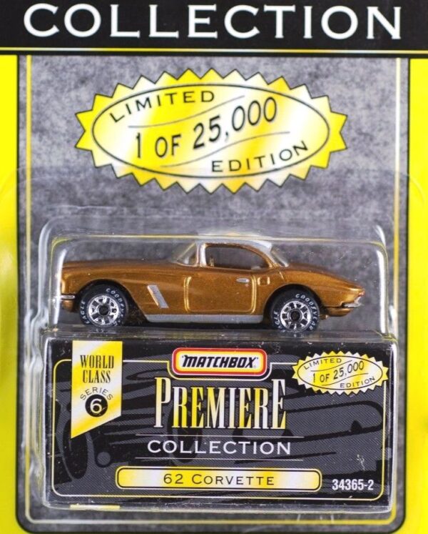 1962 Corvette “Gold & Silver- 1 of 25,000”! (Matchbox “Premiere World Class” Limited Edition Collection Series-6) “Rare-Vintage” (1996) 