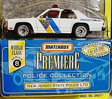 New Jersey State Police LTD “White- 1 of 25,000”! (Matchbox “Premiere World Class Police” Limited Edition Collection Series-8) “Rare-Vintage” (1997) 