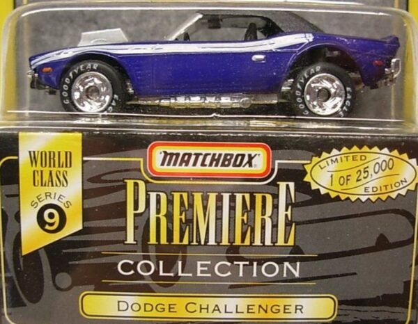 Dodge Challenger “Purple w/Side Stripe Tampo- 1 of 25,000”! (Matchbox “Premiere World Class” Limited Edition Collection Series-9) “Rare-Vintage” (1997) 