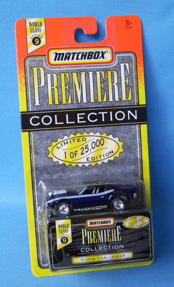 Dodge Challenger “Purple w/Side Stripe Tampo- 1 of 25,000”! (Matchbox “Premiere World Class” Limited Edition Collection Series-9) “Rare-Vintage” (1997) 