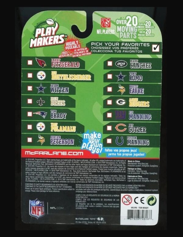 2010 McFarlane NFL Play Makers Tom Brady (Blue & Gray) Series-1 (3)