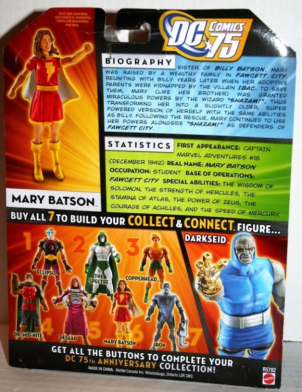 Mary Batson “Red Uniform w/Collect & Connect Darkseid Figure” (DC Comics 75 Years of Super Power Classics Series Wave-12 Figure-6) “Rare-Vintage” (2009)