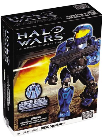 Halo-Wars-Mega-Bloks-UNSC-Spartan-II--29673--Blue UNSC Spartan-II "#29673-Blue"! (Halo Wars Mega Bloks "Authentic Collector's Series") "Rare-Vintage" (2010)