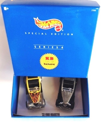 '33 Ford Roadster (KB Toys)2 '33 Ford Roadster Cars “KB-Toys Series-4” (Hotwheels “Exclusive  Special Edition 1:64 Scale” 2 Pc-Car Box Set) "Rare-Vintage" (2000)