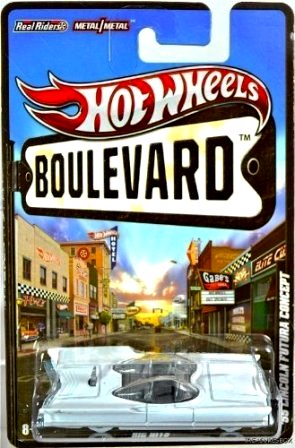 -55-LINCOLN-FUTURA-CONCEPT--BIG-HITS--white Boulevard '55 Lincoln Futura Concept (White) Big Hits (Hotwheels “Collector Series 1:64 Scale”) “Rare-Vintage” (2011-2012)