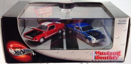 '65 - '66 Mustang Monthly Magazine-c '65 Mustang GT-500 Red & '66 Mustang Fastback Blue (Adult Collector) 100% Hotwheels Ltd Ed Series 1:64 Scale 2-Car Box Set) “Rare-Vintage” (2000)