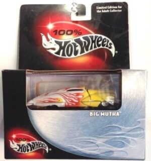 Hotwheels 100% Collectibles Vintage Big Mutha "Yellow w/Red & Pearl White Flames" (Limited Edition Adult Collector Box Set Series w/Clear Acrylic Plexiglass Case)