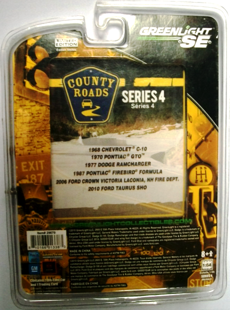 1987 Pontiac Firebird Formula County Roads-1aa 1987 Pontiac Firebird Formula “1:64 Scale Black”! (Greenlight SE County Roads "Limited Edition" Series-4) “Rare-Vintage” (2010)