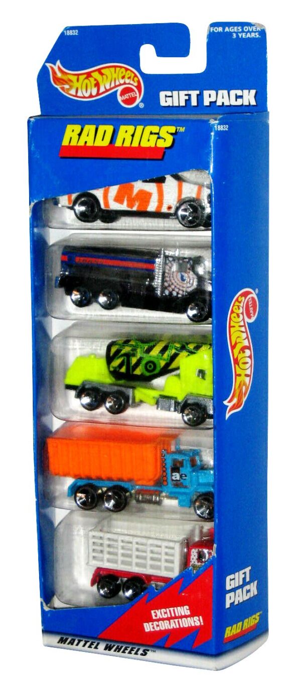 RAD RIGS Hotwheels 5 PACK Rad Rigs Gift Pack “Multi-Colors-Collection w/Various Wheels” (Hotwheels 1:64 Scale 5-Car Box Set) “Rare-Vintage” (1997)