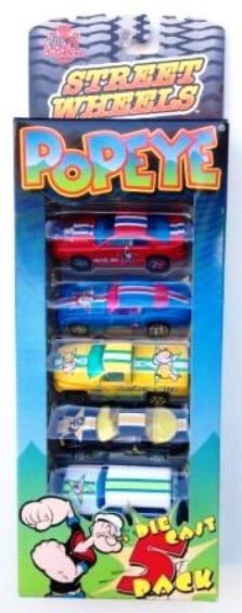 Racing Champion Street Wheels "Popeye" 5-Pack Collectible Series" Diecast Cars Collection "Rare-Vintage" (1999)