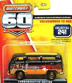 Volkswagen T2 Bus- “Black w/Gold Under Carriage” (Matchbox “60th Anniversary” Collectible Series) “Rare-Vintage” (2012) 