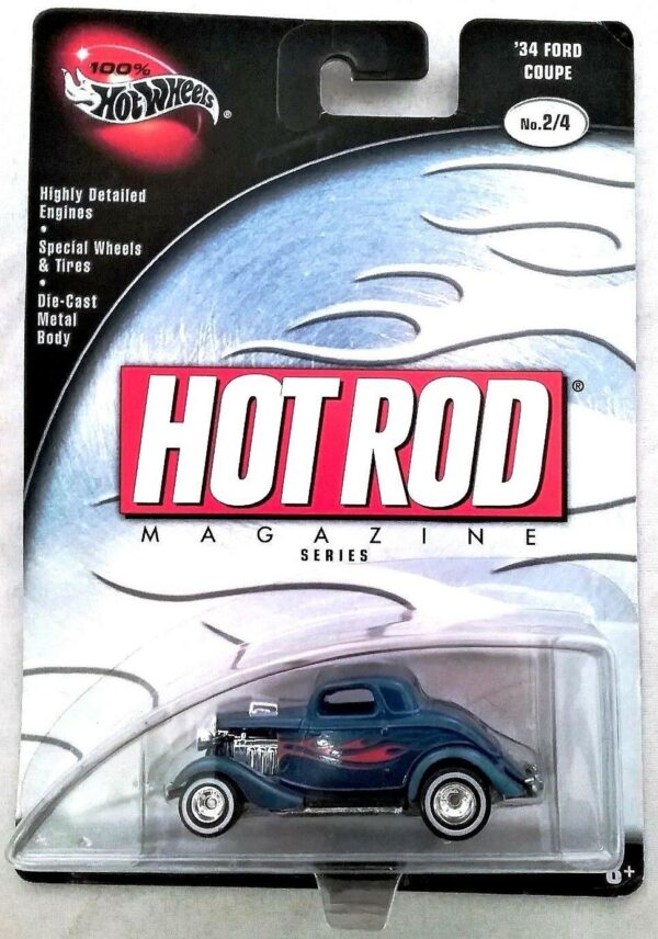 Vintage 34 Ford Coupe Hot Rod Mag Blue (01)