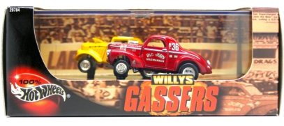 Willys Gassers 2 Car Set Willys Gassers “Hot Rod Series” (Hotwheels "Exclusive Limited Edition 1:64 Scale" Willys Gassers 2-Car Plexi-Case Set) "Rare-Vintage" (2000)