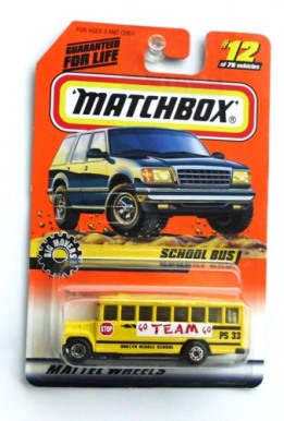 School Bus-“Card #12-Light Yellow-w/Go TEAM Go Tampo” (Matchbox 75 "Mattel Wheels-Big Movers" Series) “Rare-Vintage” (1997) 