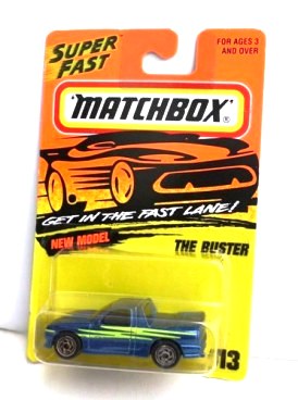 The Buster-“Card! #13-Blue w/Yellow Tampo” (Matchbox 75 “Tyco Fast Lane” Collectible Series) “Rare-Vintage” (1996) 