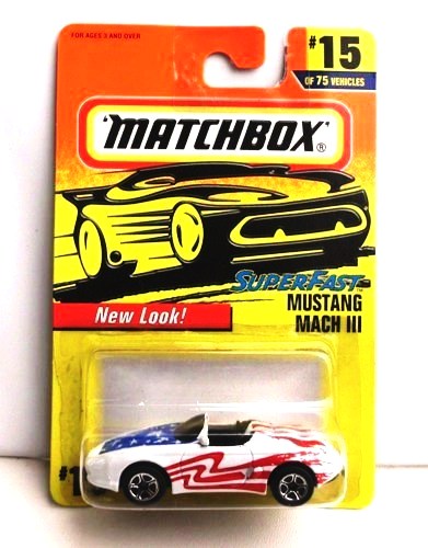 Mustang Mach III “Card #15- Stars/Stripes” (Matchbox 75 Superfast Series) “Rare-Vintage” (1997) 