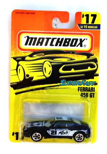 Ferrari 456 GT “Card #17- Purple 'n' White” (Matchbox 75 Superfast Series) “Rare-Vintage” (1997) 