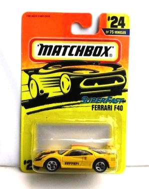 Ferrari F40 “Card #24- Yellow” (Matchbox 75 Superfast Series) “Rare-Vintage” (1997) 