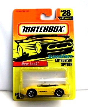 Mitsubishi Spyder (Convertible) “Card #28- Yellow” (Matchbox 75 Superfast Series) “Rare-Vintage” (1997) 