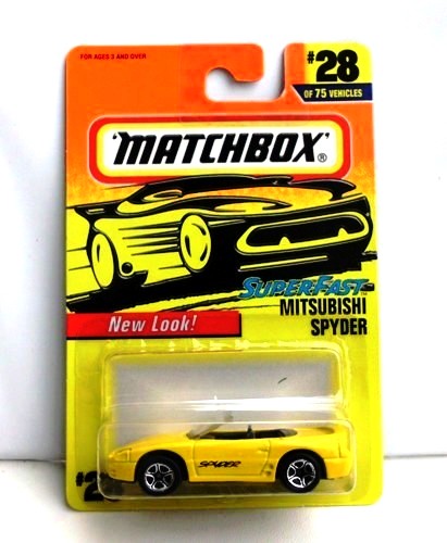 Mitsubishi Spyder (Convertible) “Card #28- Yellow” (Matchbox 75 Superfast Series) “Rare-Vintage” (1997) 