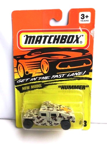 (3) Hummer (Light Tan) 1993 Hummer- “Card! #03-Military Camouflage Light Tan” (Matchbox 75 “Tyco Fast Lane” Collectible Series) “Rare-Vintage” (1993)